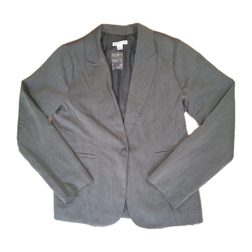 HYFVE Gray Blazer Women's Large L Career Workwear Business Casual Single Button